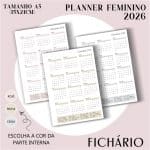 Fichário/Planner Feminino 2026 - Visão Semanal em LINHAS - Imagem 4