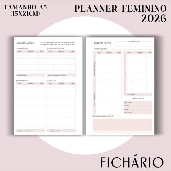 Fichário/Planner Feminino 2026 - Visão Semanal em LINHAS - Imagem 14