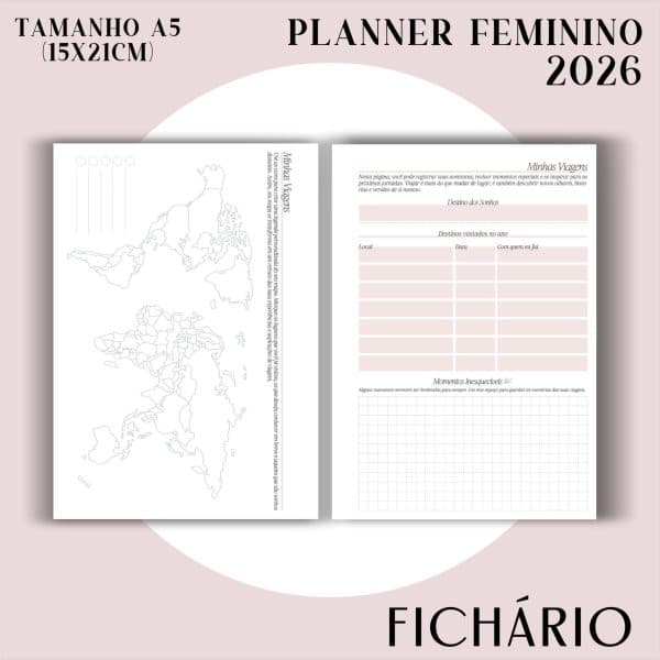 Fichário/Planner Feminino 2026 - Visão Semanal em LINHAS - Imagem 13