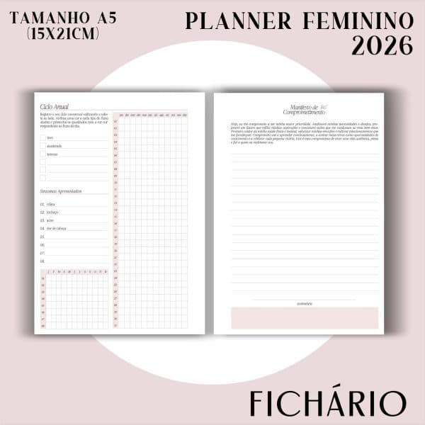 Fichário/Planner Feminino 2026 - Visão Semanal em LINHAS - Imagem 12