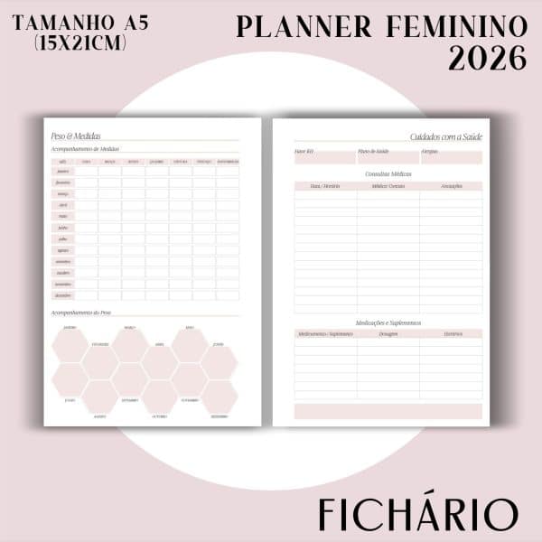 Fichário/Planner Feminino 2026 - Visão Semanal em LINHAS - Imagem 7