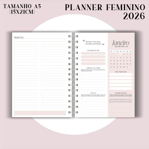 Planner Feminino 2026 - Visão Semanal em BOX - Imagem 3