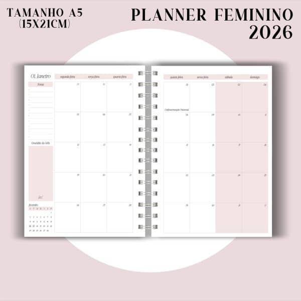 Planner Feminino 2026 - Visão Semanal em BOX - Imagem 8