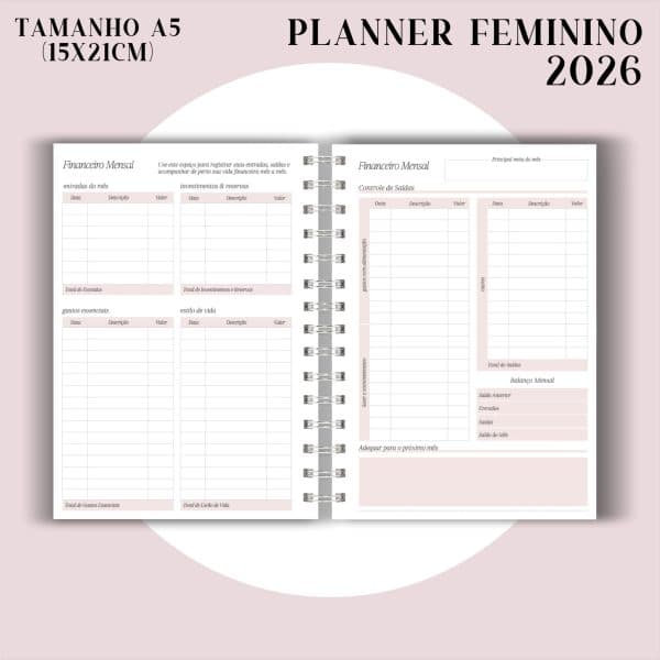 Planner Feminino 2026 - Visão Semanal em BOX - Imagem 4