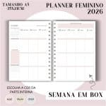 Planner Feminino 2026 - Visão Semanal em BOX