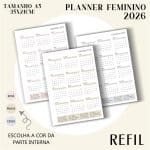 Refil para Fichário A5 - Planner Feminino 2026 - Visão Semanal em LINHAS - Imagem 10