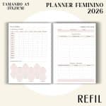 Refil para Fichário A5 - Planner Feminino 2026 - Visão Semanal em LINHAS - Imagem 8