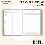 Refil para Fichário A5 - Planner Feminino 2026 - Visão Semanal em LINHAS - Imagem 6