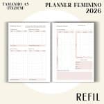 Refil para Fichário A5 - Planner Feminino 2026 - Visão Semanal em LINHAS - Imagem 5