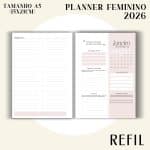 Refil para Fichário A5 - Planner Feminino 2026 - Visão Semanal em LINHAS - Imagem 3