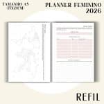 Refil para Fichário A5 - Planner Feminino 2026 - Visão Semanal em LINHAS - Imagem 13