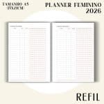Refil para Fichário A5 - Planner Feminino 2026 - Visão Semanal em LINHAS - Imagem 12