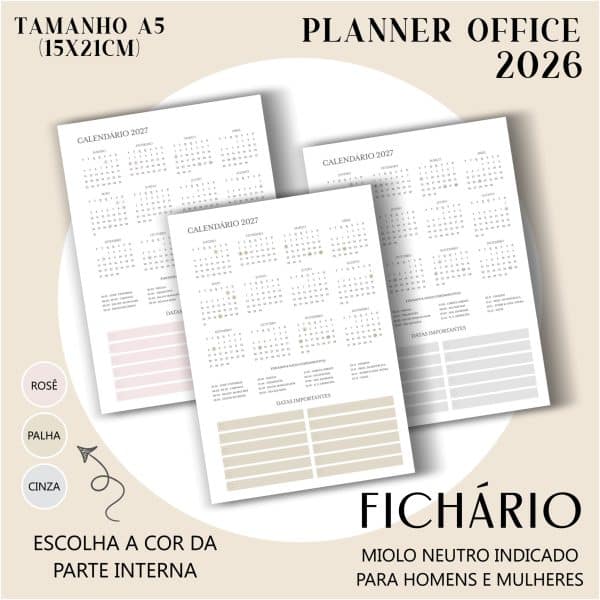 Fichário/Planner Office 2026 - Visão Semanal em BOX - Imagem 3