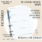Fichário/Planner Office 2026 - Visão Semanal em LINHAS