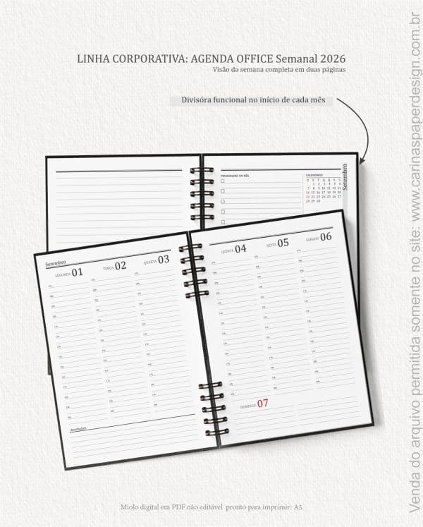 Agenda Office Semanal 2026 - Capas do Mostruário - Imagem 1