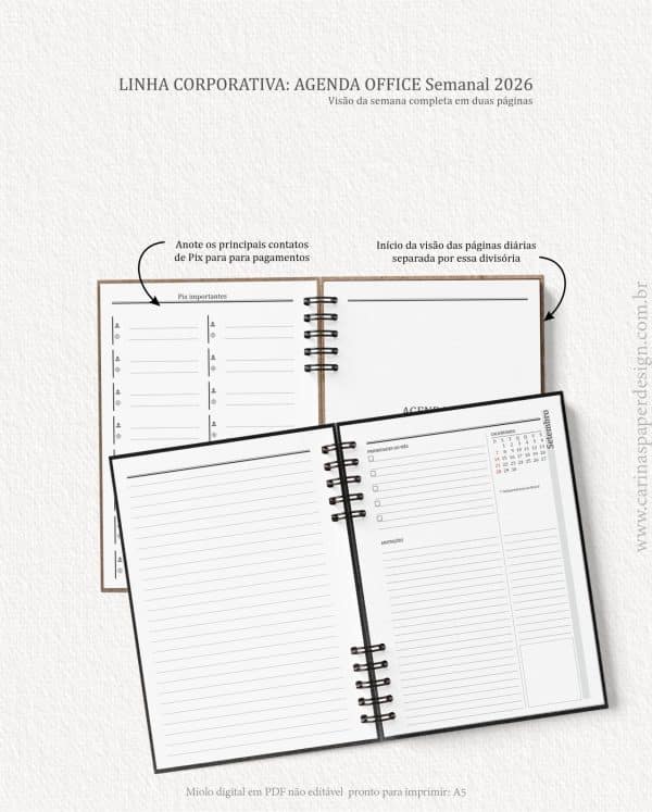 Agenda Office Semanal 2026 - Capas do Mostruário - Imagem 3