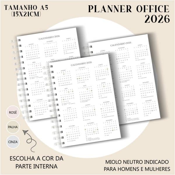 Planner Office 2026 - Visão Semanal em LINHAS - Imagem 5