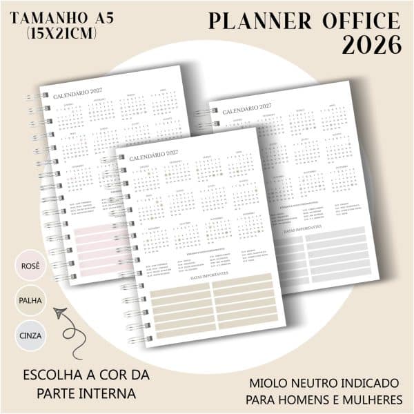 Planner Office 2026 - Visão Semanal em LINHAS - Imagem 4