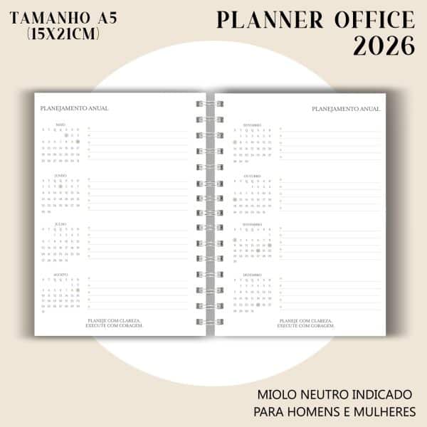 Planner Office 2026 - Visão Semanal em LINHAS - Imagem 6