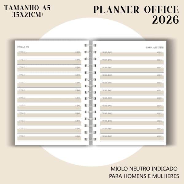 Planner Office 2026 - Visão Semanal em LINHAS - Imagem 8