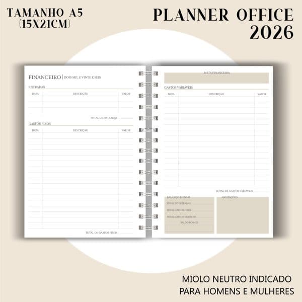 Planner Office 2026 - Visão Semanal em LINHAS - Imagem 11