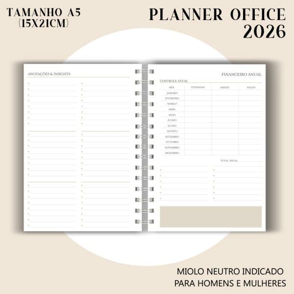Planner Office 2026 - Visão Semanal em LINHAS - Imagem 12