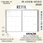 Refil para Fichário A5 - Planner Office 2026 - Visão Semanal em BOX