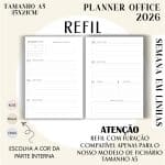 Refil para Fichário A5 - Planner Office 2026 - Visão Semanal em LINHAS